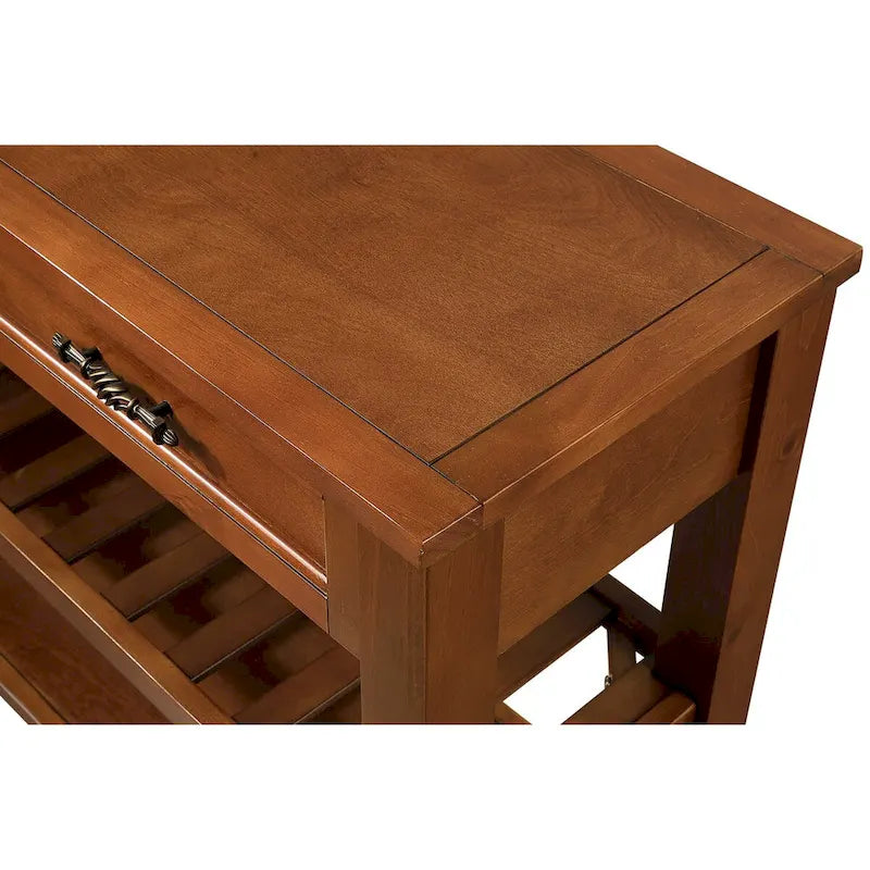 Mid-Century Wood Buffet Sideboard with 2 Drawers and 2-Tier Open Shelves