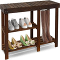 3-Tier Bamboo Shoe Rack Bench with Seat for Entryway and Bedroom