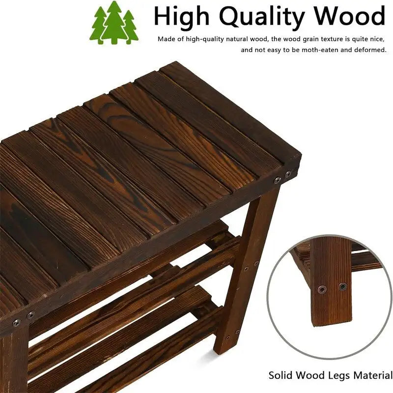 3-Tier Bamboo Shoe Rack Bench with Seat for Entryway and Bedroom