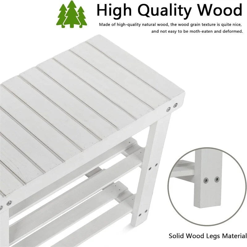3-Tier Bamboo Shoe Rack Bench with Seat for Entryway and Bedroom