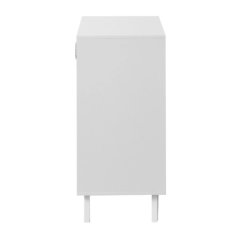 Modern Minimalist Storage Cabinet with 2 Glass Doors & Adjustable Shelf