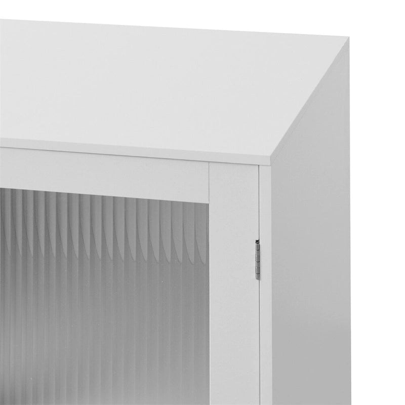 Modern Minimalist Storage Cabinet with 2 Glass Doors & Adjustable Shelf