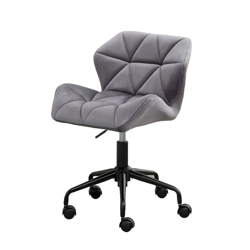 Velvet Diamond Tufted Swivel Office Chair with Adjustable Height