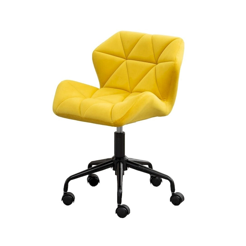 Velvet Diamond Tufted Swivel Office Chair with Adjustable Height