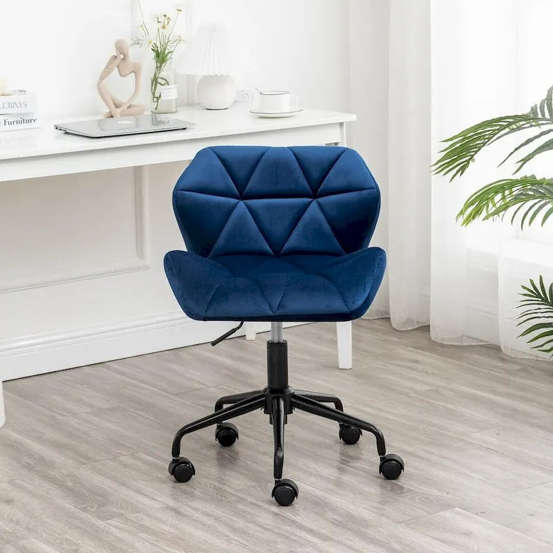 Velvet Diamond Tufted Swivel Office Chair with Adjustable Height