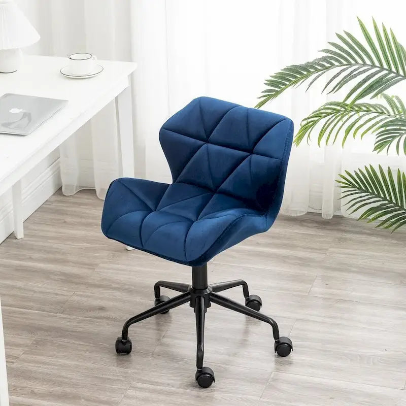 Velvet Diamond Tufted Swivel Office Chair with Adjustable Height