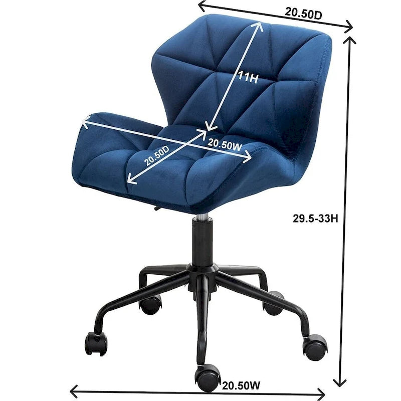 Velvet Diamond Tufted Swivel Office Chair with Adjustable Height