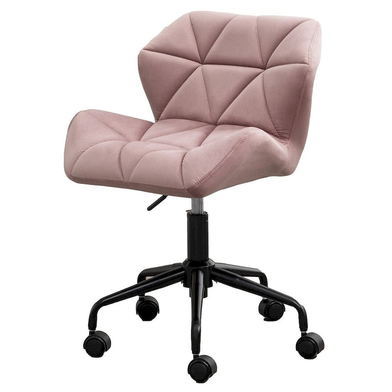 Velvet Diamond Tufted Swivel Office Chair with Adjustable Height