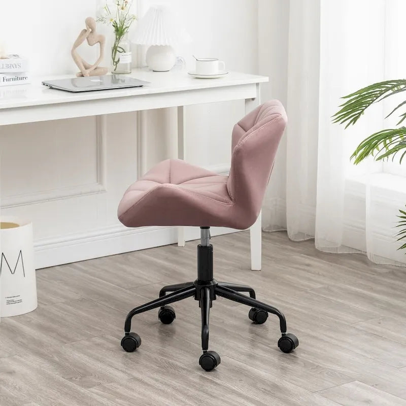 Velvet Diamond Tufted Swivel Office Chair with Adjustable Height