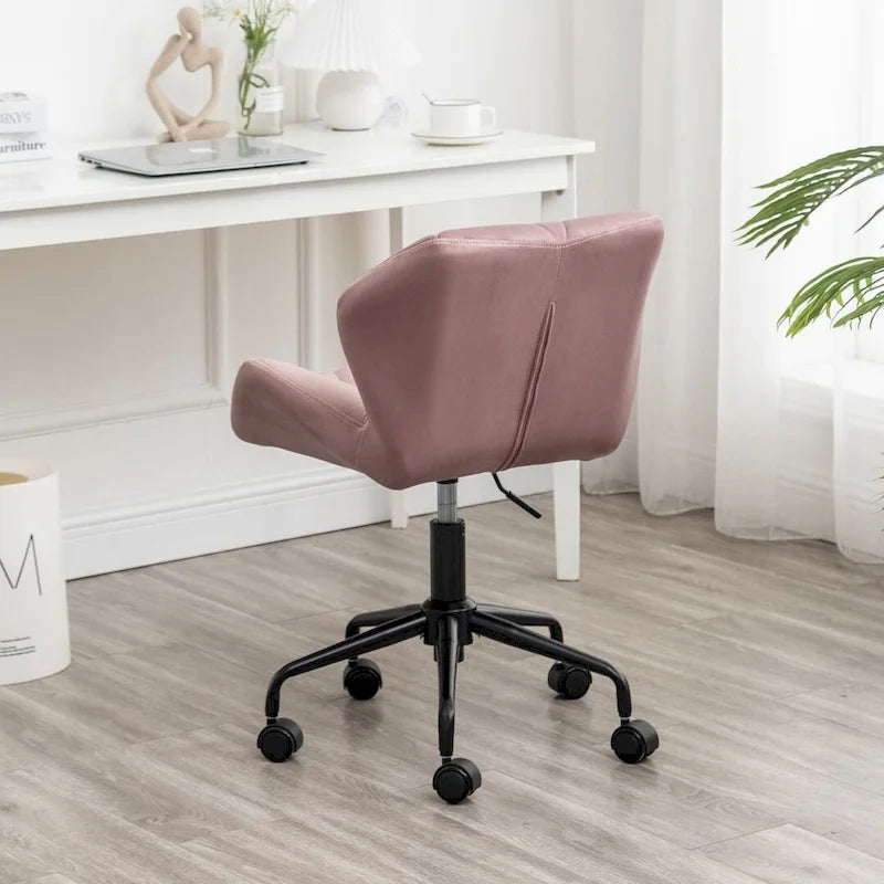 Velvet Diamond Tufted Swivel Office Chair with Adjustable Height
