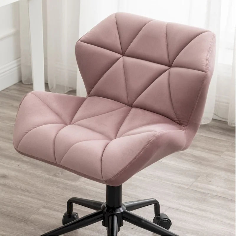 Velvet Diamond Tufted Swivel Office Chair with Adjustable Height