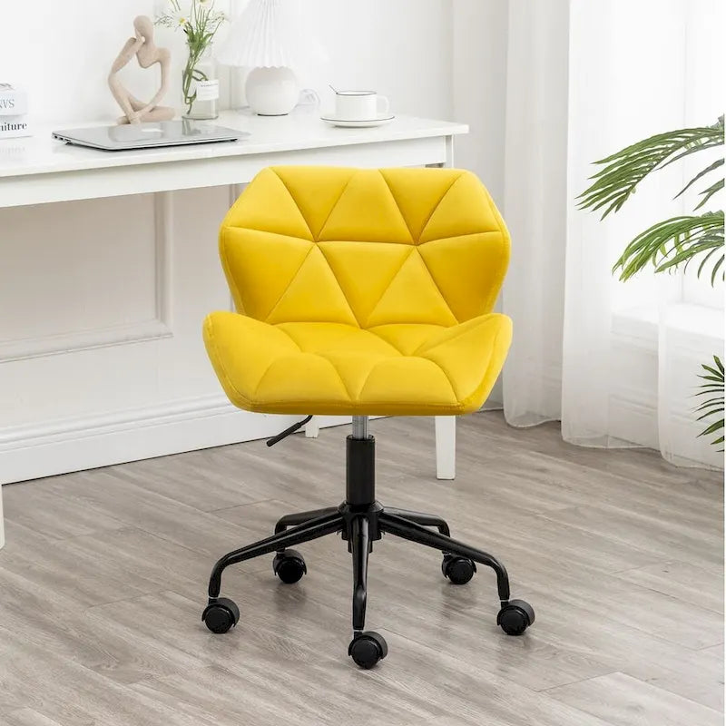 Velvet Diamond Tufted Swivel Office Chair with Adjustable Height