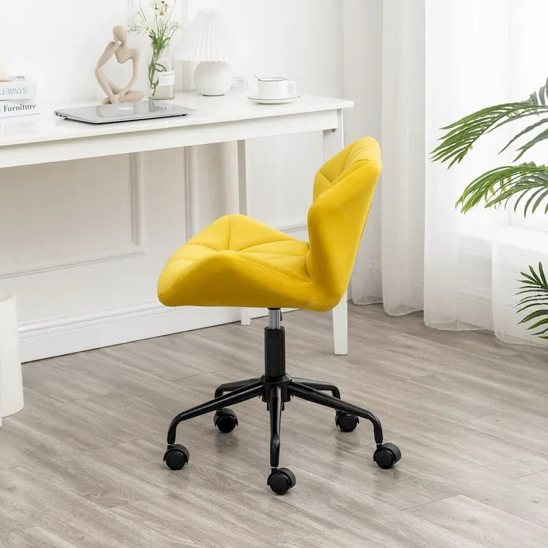 Velvet Diamond Tufted Swivel Office Chair with Adjustable Height