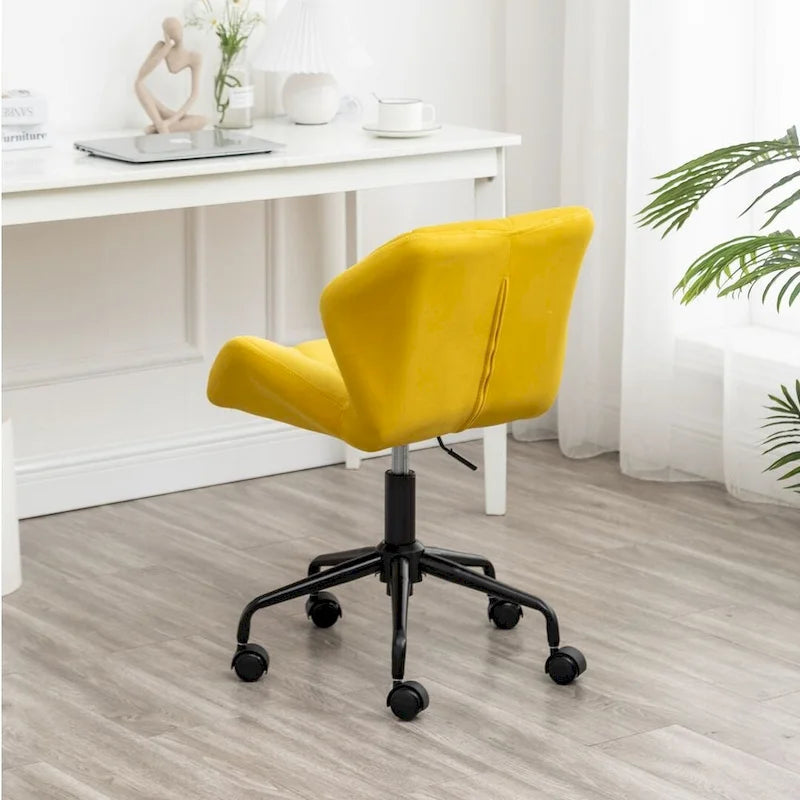 Velvet Diamond Tufted Swivel Office Chair with Adjustable Height