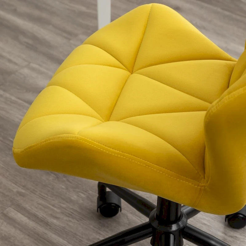 Velvet Diamond Tufted Swivel Office Chair with Adjustable Height