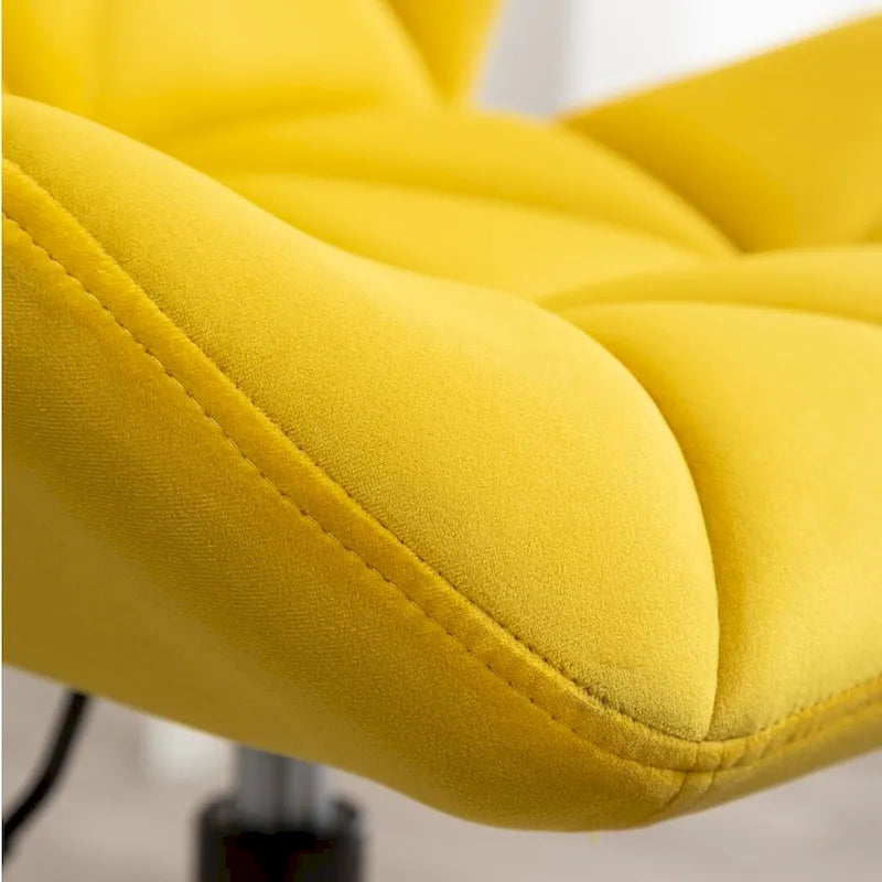 Velvet Diamond Tufted Swivel Office Chair with Adjustable Height