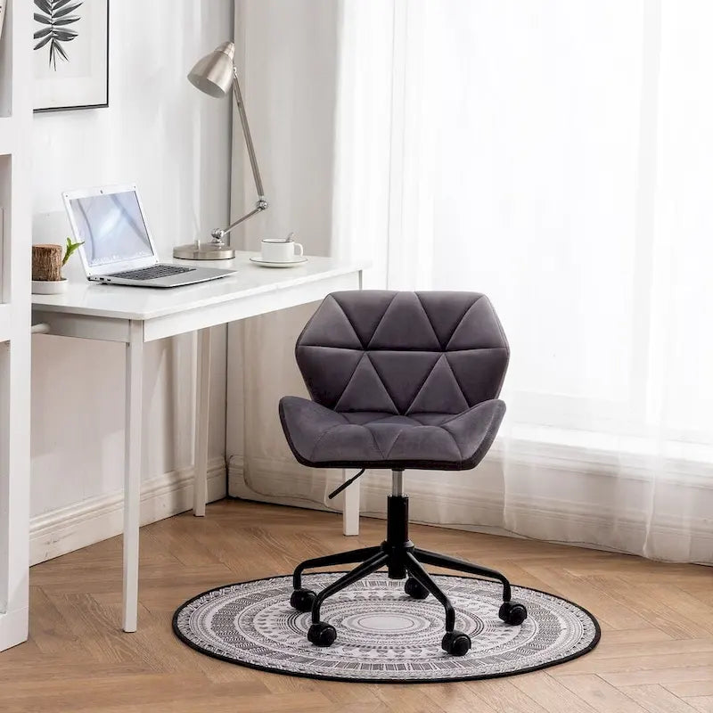 Velvet Diamond Tufted Swivel Office Chair with Adjustable Height