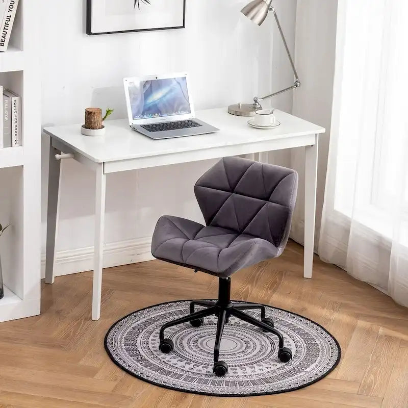 Velvet Diamond Tufted Swivel Office Chair with Adjustable Height