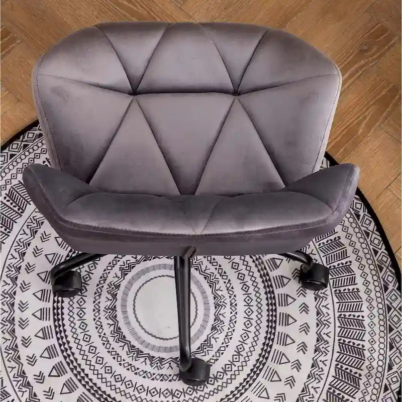 Velvet Diamond Tufted Swivel Office Chair with Adjustable Height