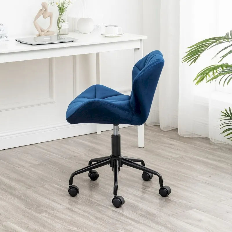 Velvet Diamond Tufted Swivel Office Chair with Adjustable Height