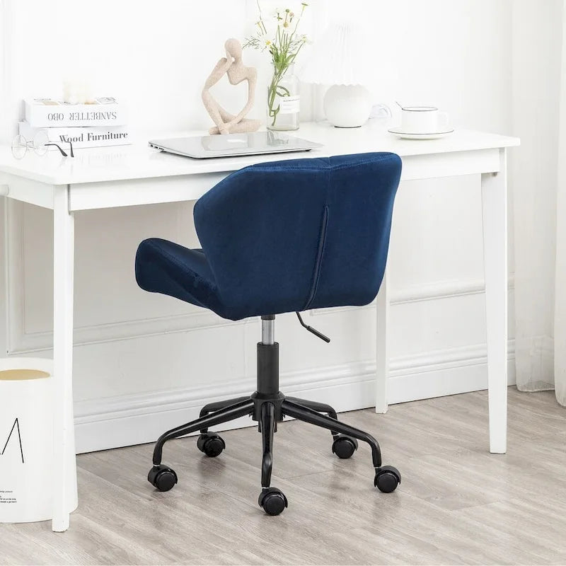 Velvet Diamond Tufted Swivel Office Chair with Adjustable Height
