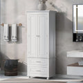Tall Storage Cabinet with 3 Adjustable Shelves and 2 Drawers — Water-Resistant MDF