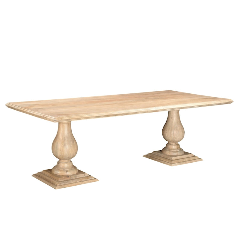 Solid Mango Wood Double Pedestal Dining Table