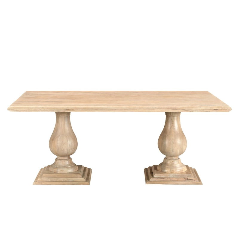 Solid Mango Wood Double Pedestal Dining Table