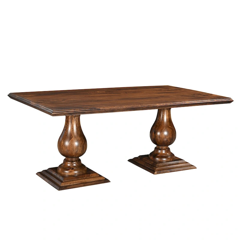 Solid Mango Wood Double Pedestal Dining Table