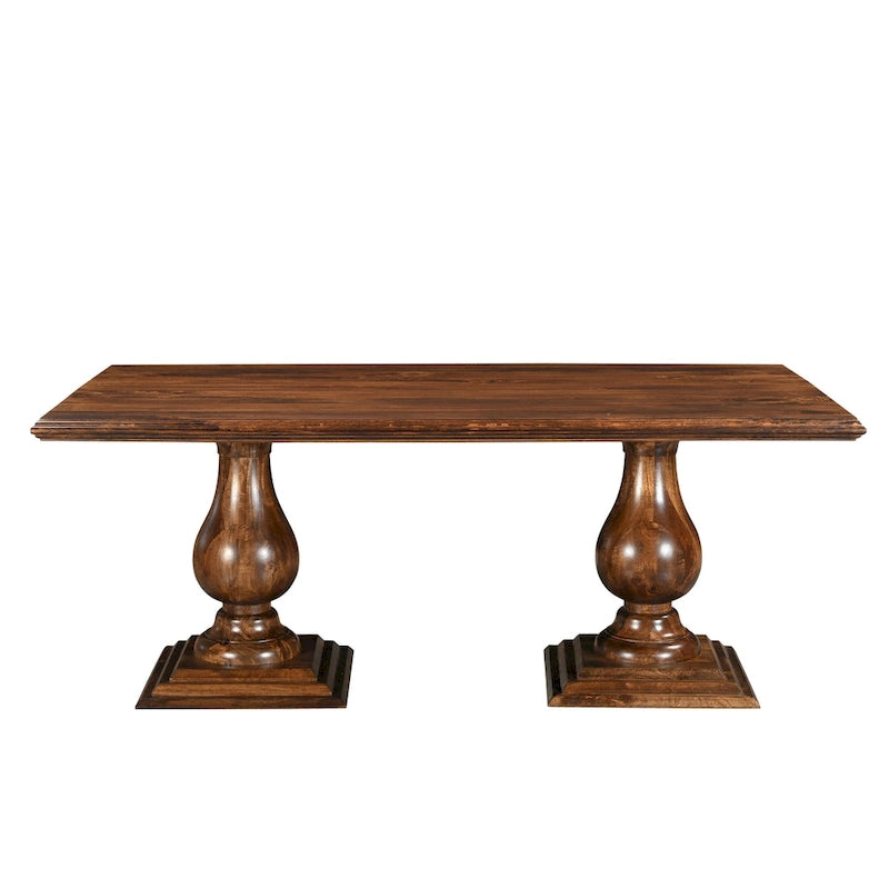 Solid Mango Wood Double Pedestal Dining Table