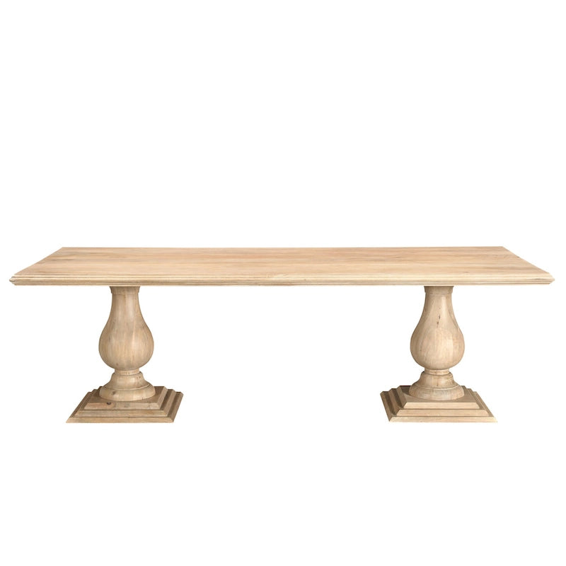 Solid Mango Wood Double Pedestal Dining Table