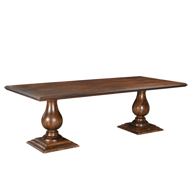 Solid Mango Wood Double Pedestal Dining Table