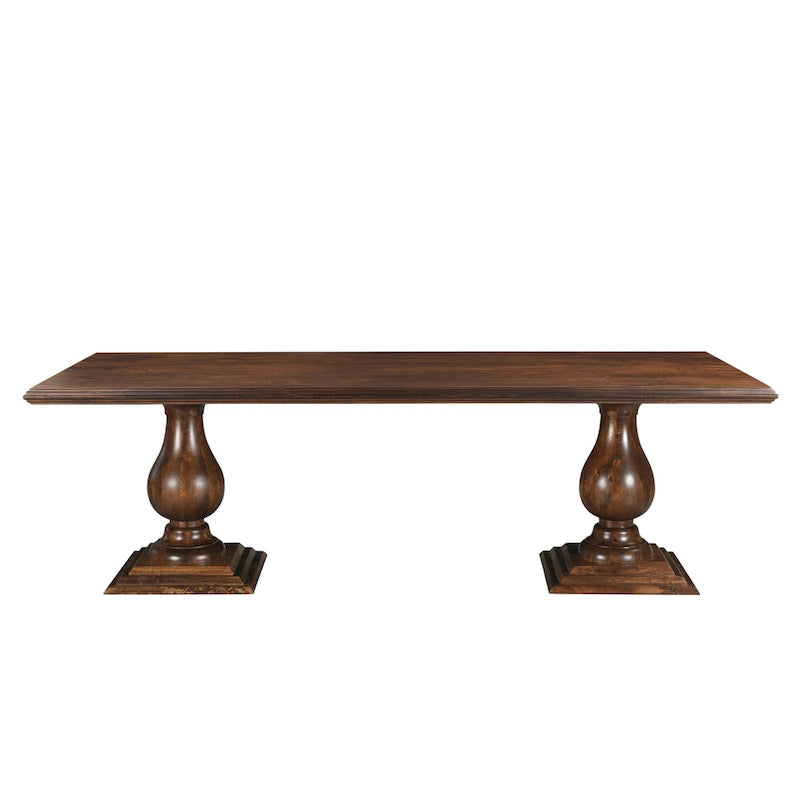 Solid Mango Wood Double Pedestal Dining Table